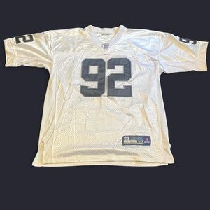 Oakland Raiders Richard Seymour #92 White Jersey Reebok Size 50 Large